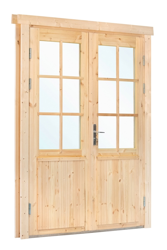 Dubbele deur+kozijn dubbel glas, vuren, XL 174 x 209 cm