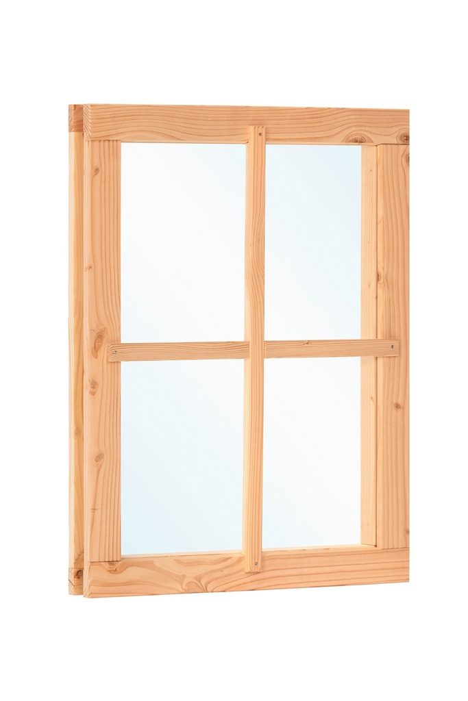 [HK001659] Douglas vast raam B642 x H812 mm (buitenwerkse maat) incl. roedes, RVS raambeslag