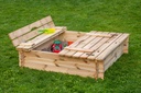 Zandbak L120 x B120 x H30 cm met bankdeksel