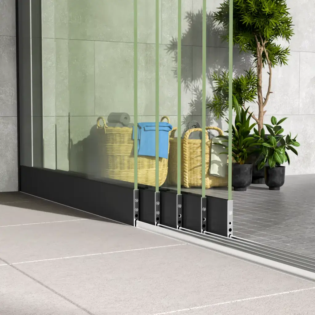 Glazen schuifwand 5-rails