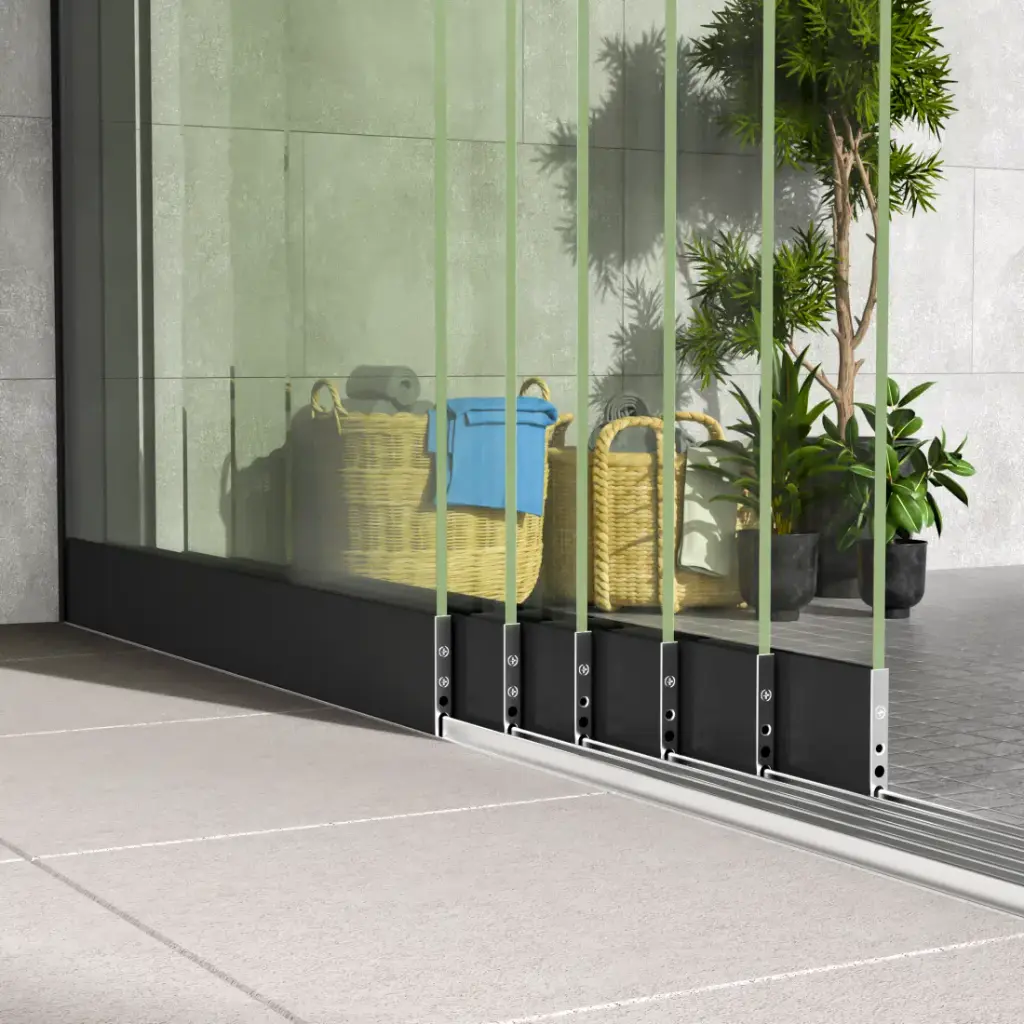 Glazen schuifwand 7-rails